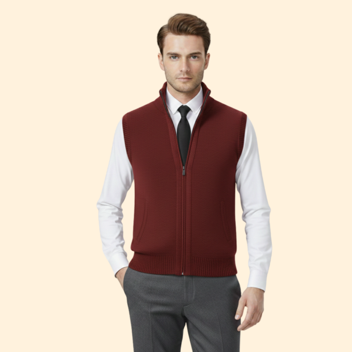 Men’s Sleeveless Vest with High Collar
