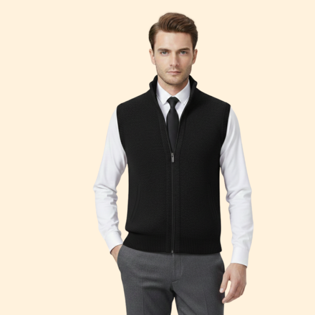 Men’s Sleeveless Vest with High Collar