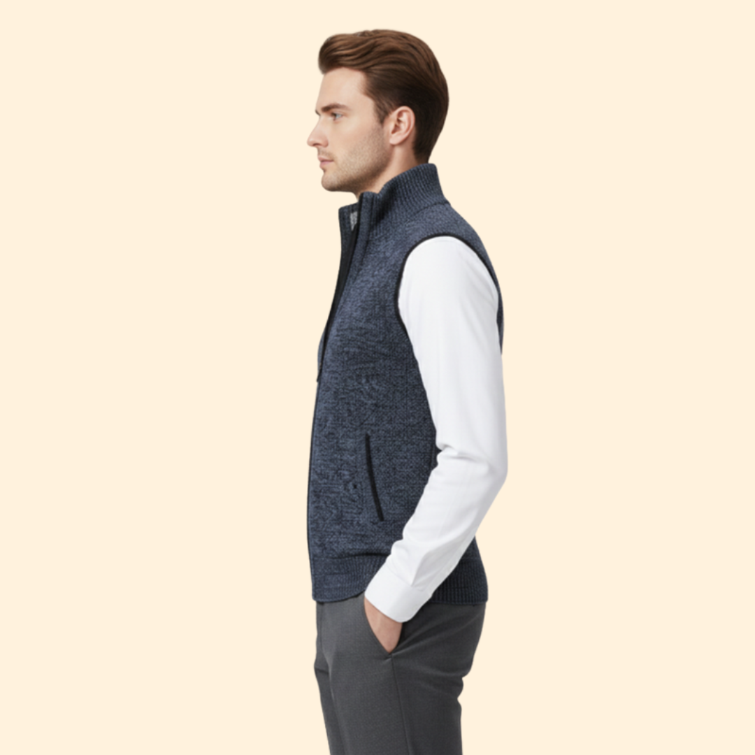 Men’s Sleeveless Vest with High Collar