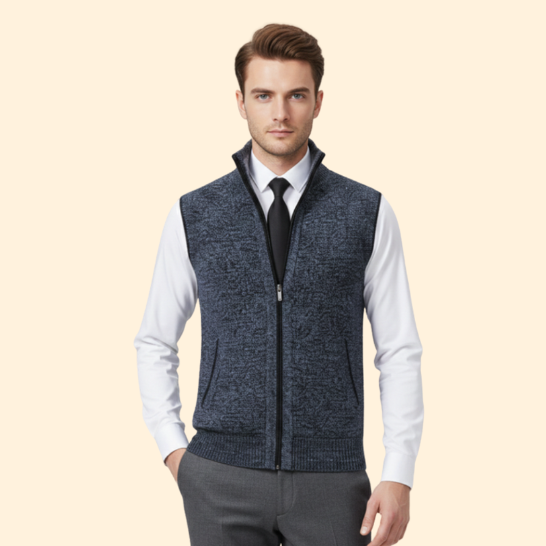 Men’s Sleeveless Vest with High Collar