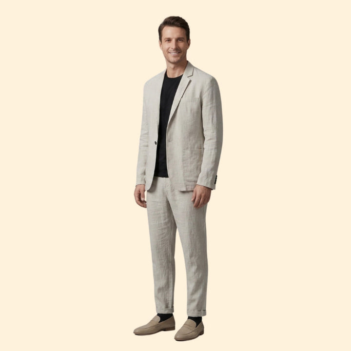 Men’s Slim Fit Suit Set with Button Detailing