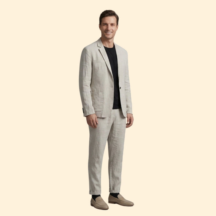 Men’s Slim Fit Suit Set with Button Detailing