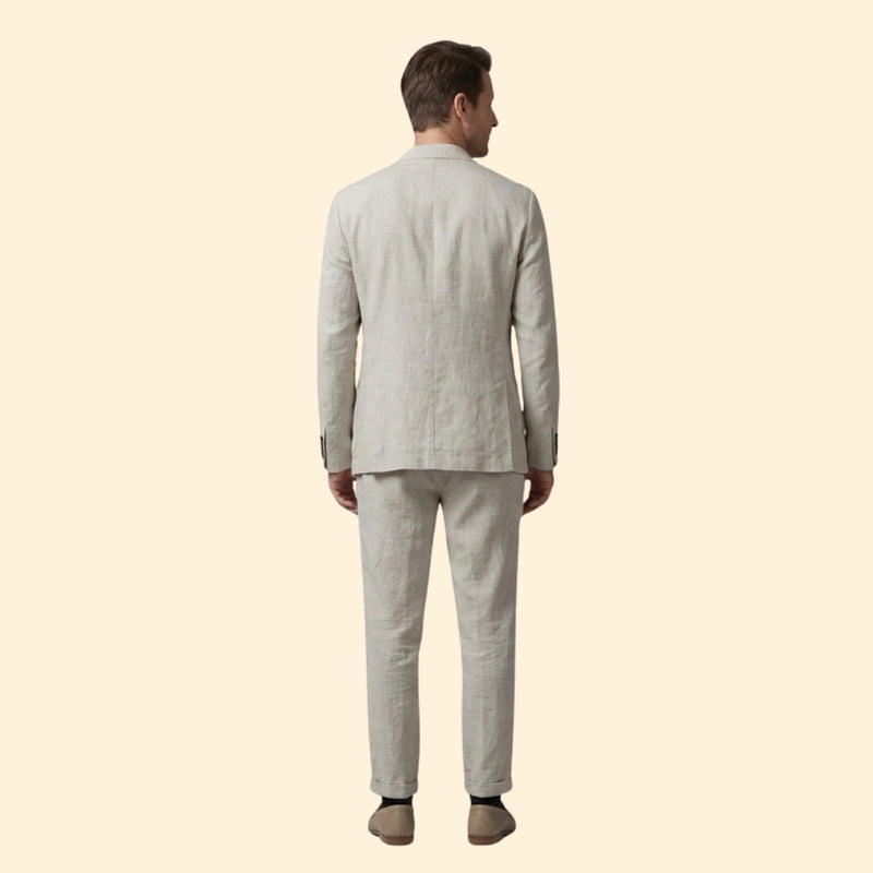 Men’s Slim Fit Suit Set with Button Detailing