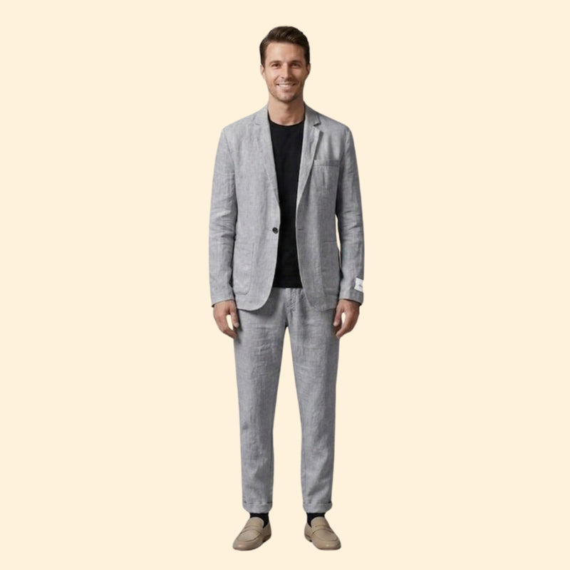 Men’s Slim Fit Suit Set with Button Detailing
