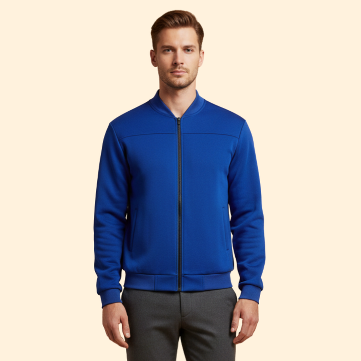 Men’s Sporty Bomber Jacket with Ribbed Trim Design