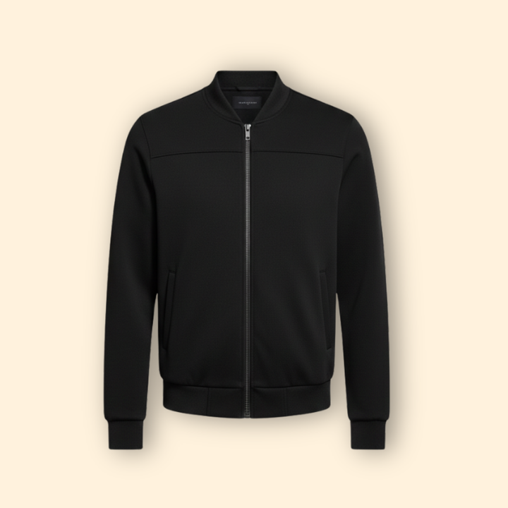 Men’s Sporty Bomber Jacket with Ribbed Trim Design