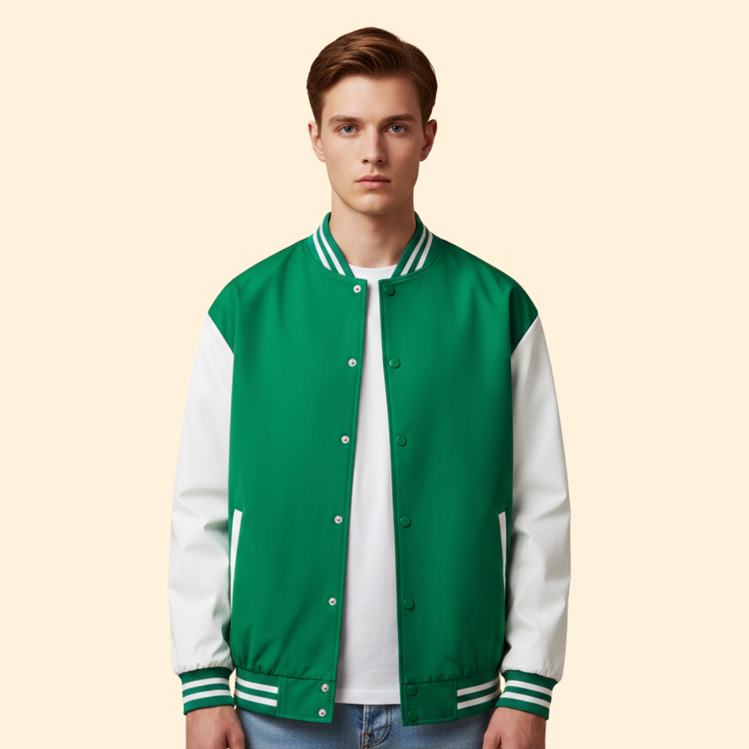 Men’s Bomber Jacket with Snap Button Closure