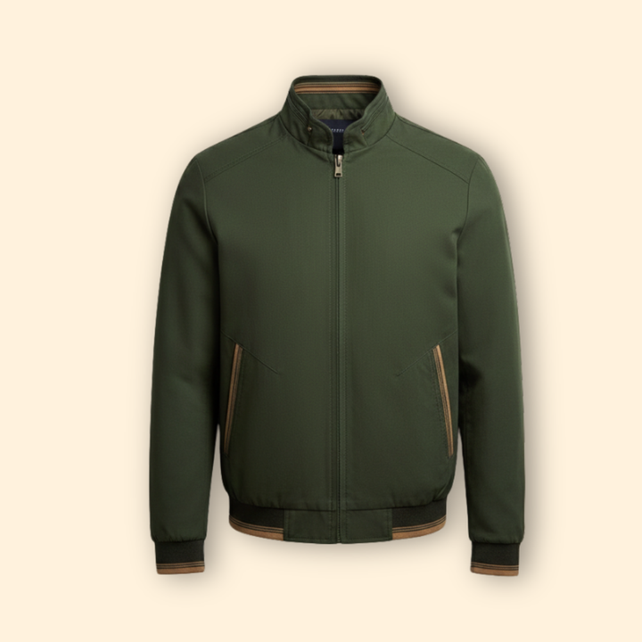 Men’s Cotton Bomber Jacket with Stand-Up Collar