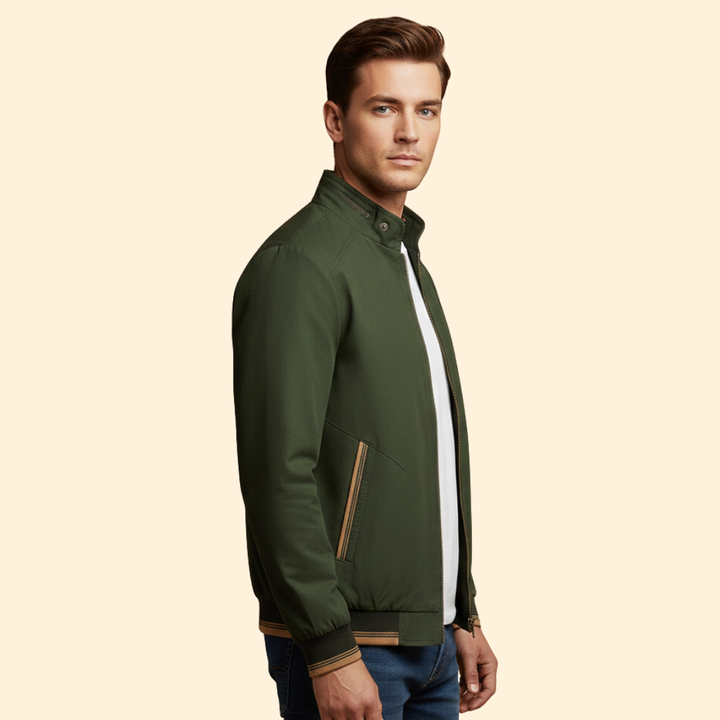 Men’s Cotton Bomber Jacket with Stand-Up Collar