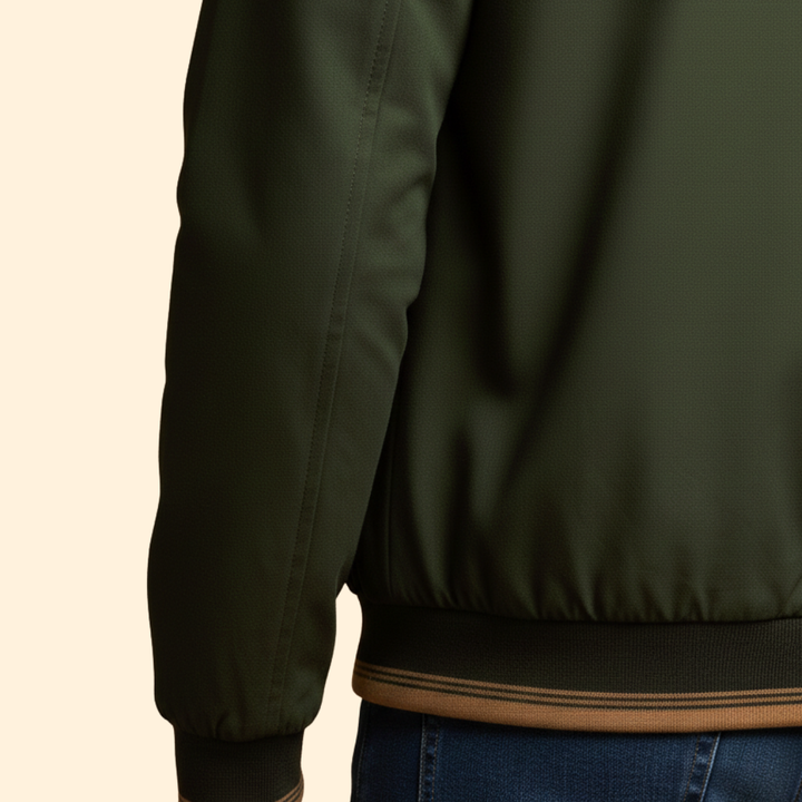 Men’s Cotton Bomber Jacket with Stand-Up Collar