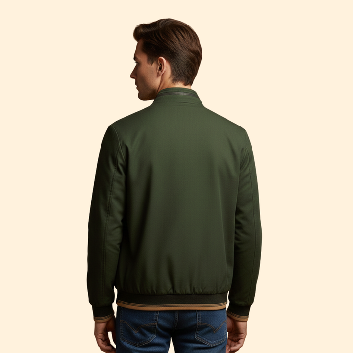 Men’s Cotton Bomber Jacket with Stand-Up Collar