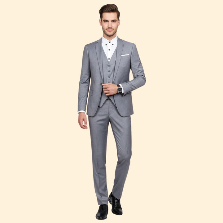 Men’s Three-Piece Suit with Notch Lapel