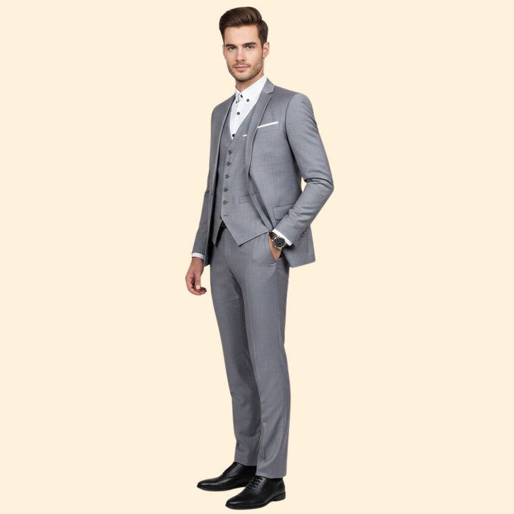 Men’s Three-Piece Suit with Notch Lapel