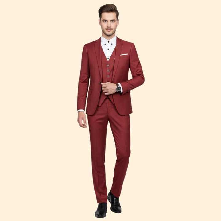 Men’s Three-Piece Suit with Notch Lapel