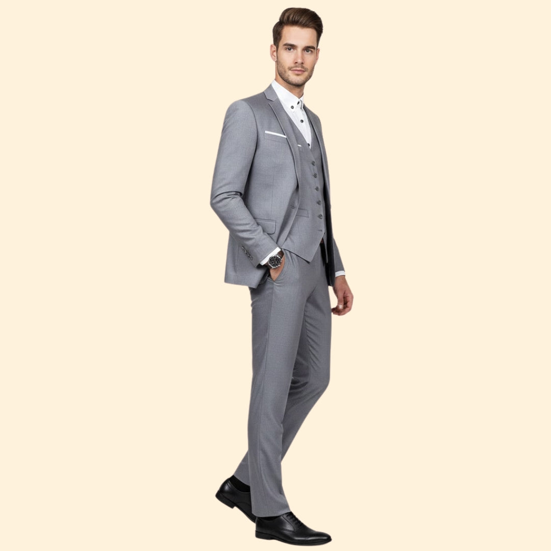Men’s Three-Piece Suit with Notch Lapel