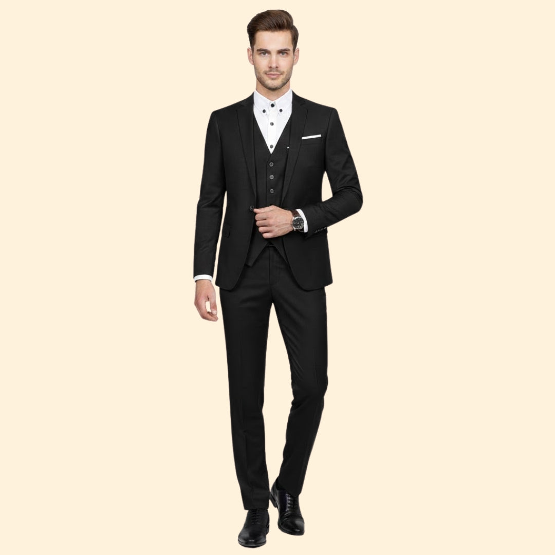 Men’s Three-Piece Suit with Notch Lapel