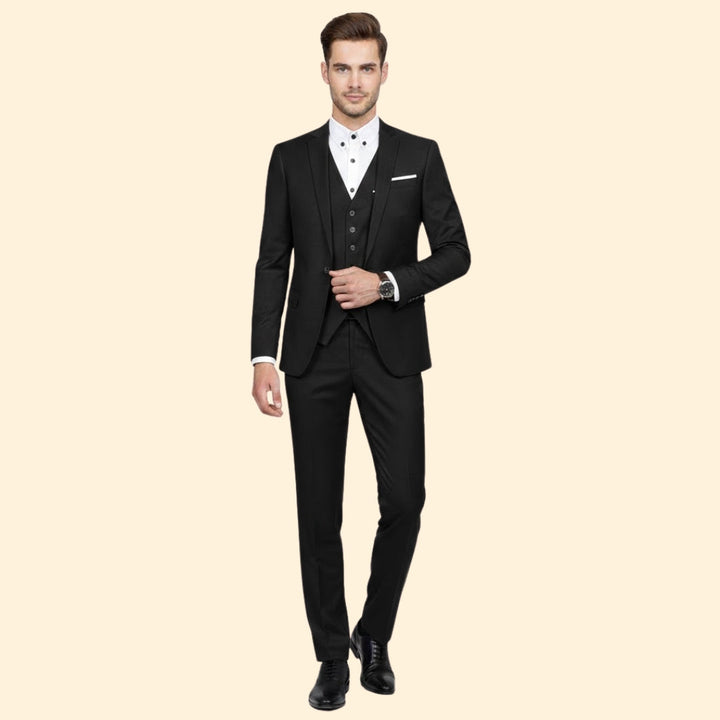 Men’s Three-Piece Suit with Notch Lapel
