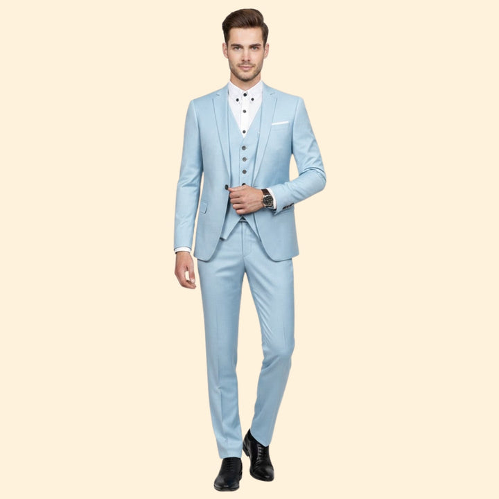 Men’s Three-Piece Suit with Notch Lapel