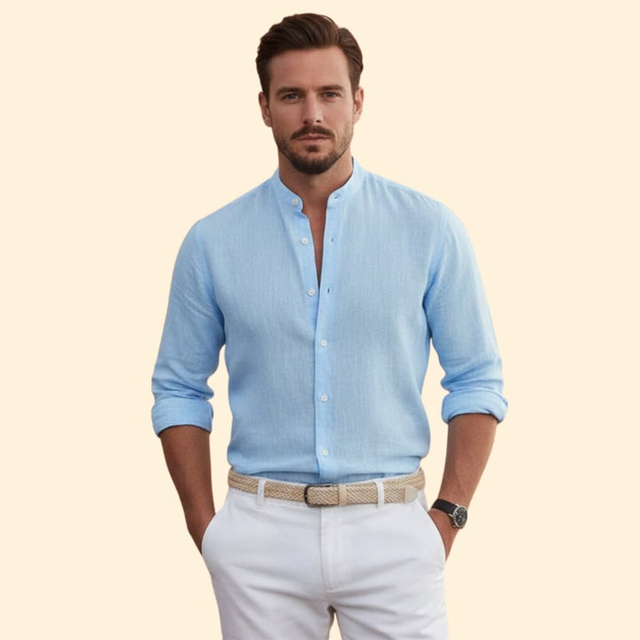 Men’s Summer Shirt with Stand-Up Collar
