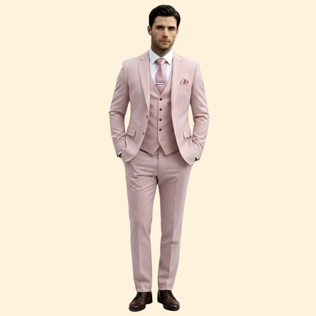 Men’s Three-Piece Suit with Front Pockets