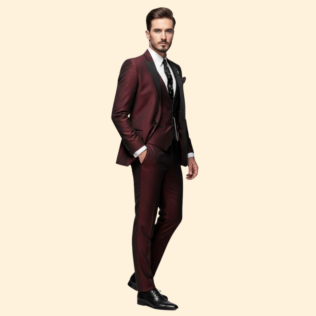 Men’s Three-Piece Suit with Chest Pocket