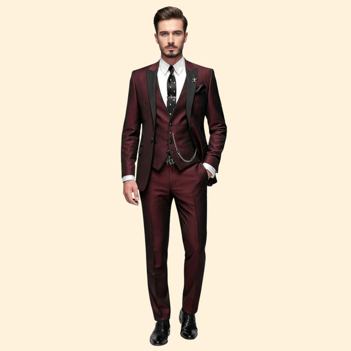 Men’s Three-Piece Suit with Chest Pocket