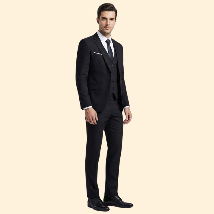 Men’s Three-Piece Suit with Flat-Front Pants