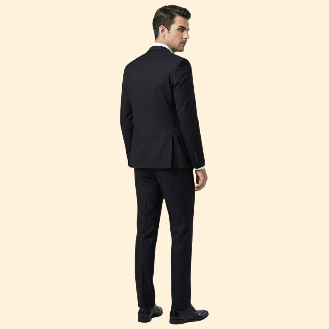 Men’s Three-Piece Suit with Flat-Front Pants