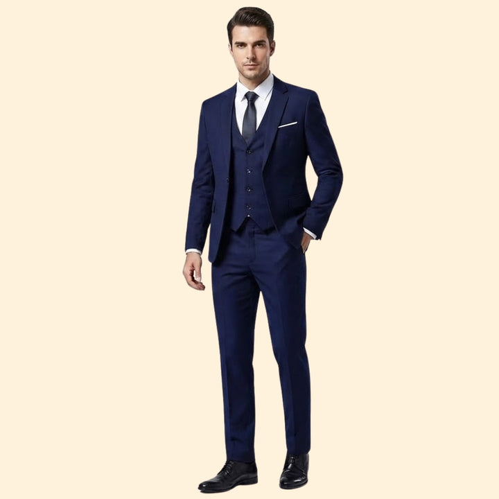 Men’s Three-Piece Suit with Flat-Front Pants