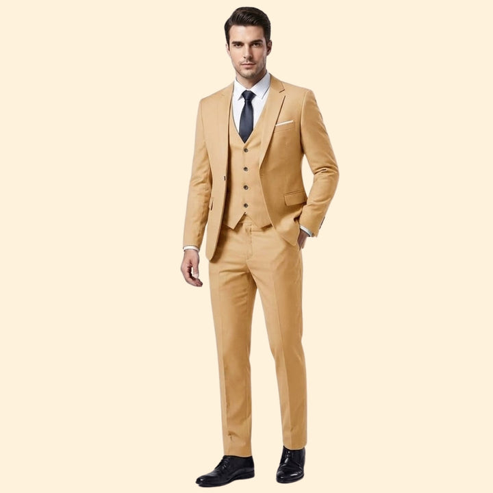 Men’s Three-Piece Suit with Flat-Front Pants