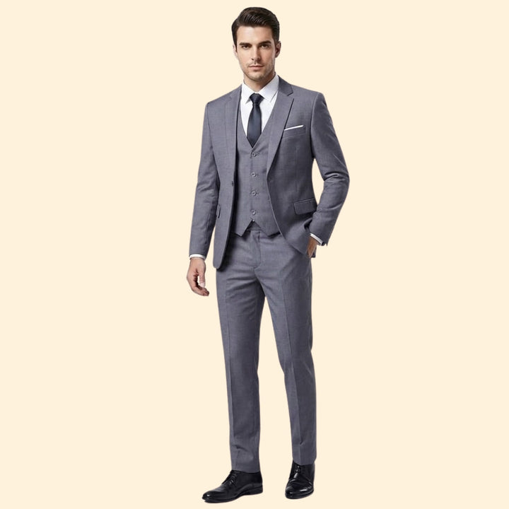 Men’s Three-Piece Suit with Flat-Front Pants