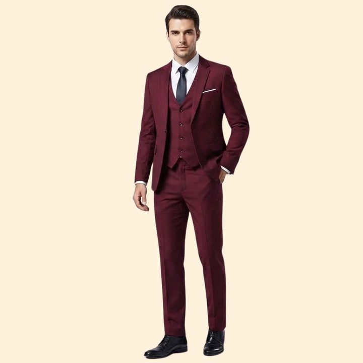Men’s Three-Piece Suit with Flat-Front Pants