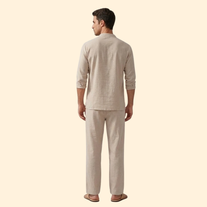 Men’s Two-Piece Set with Lace-Up Shirt