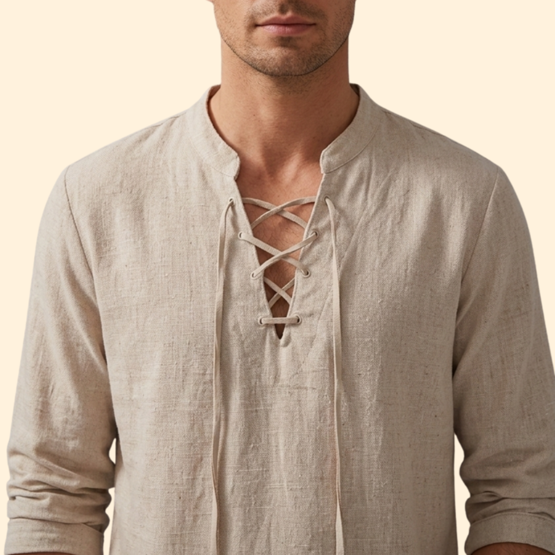 Men’s Two-Piece Set with Lace-Up Shirt