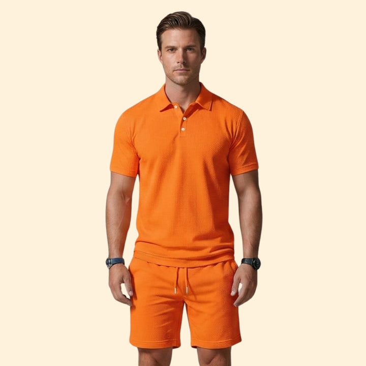 Men’s Two-Piece Set with Polo Shirt and Shorts