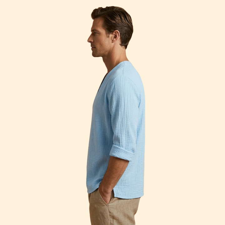 Men’s V-Neck T-Shirt with Rolled Sleeves