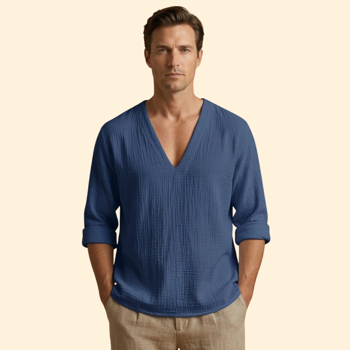 Men’s V-Neck T-Shirt with Rolled Sleeves