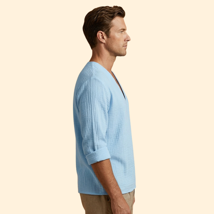 Men’s V-Neck T-Shirt with Rolled Sleeves
