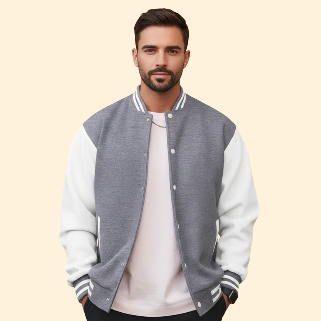 Men’s Bomber Jacket with Contrast Sleeve Design