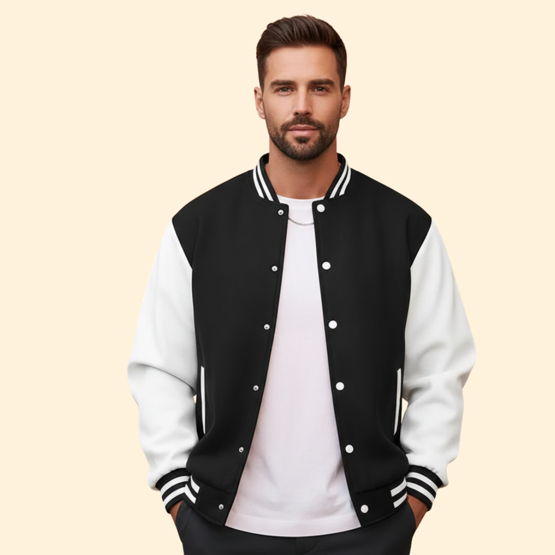 Men’s Bomber Jacket with Contrast Sleeve Design