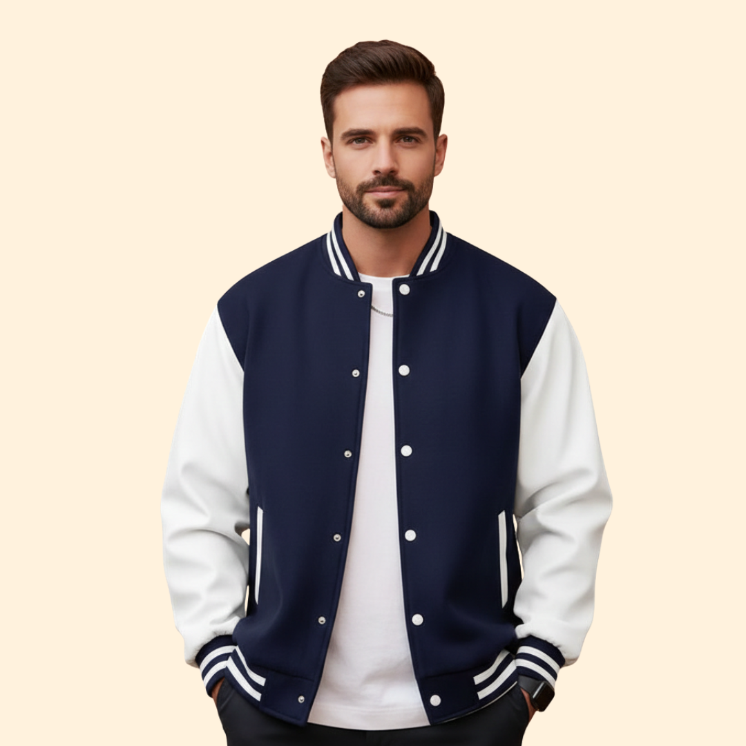 Men’s Bomber Jacket with Contrast Sleeve Design
