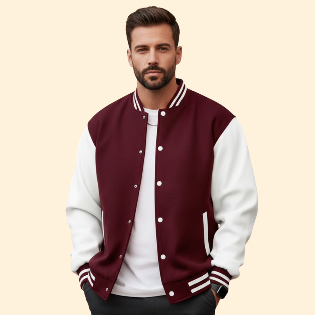 Men’s Bomber Jacket with Contrast Sleeve Design