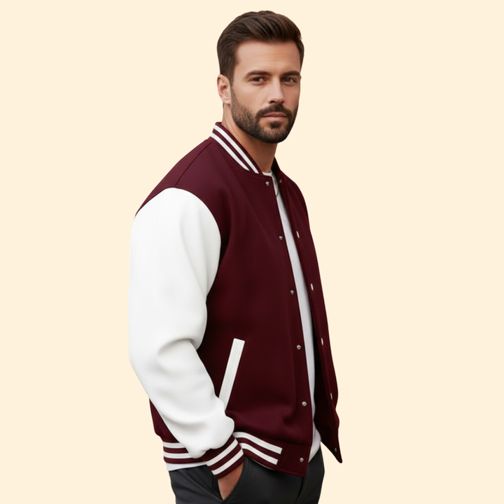 Men’s Bomber Jacket with Contrast Sleeve Design