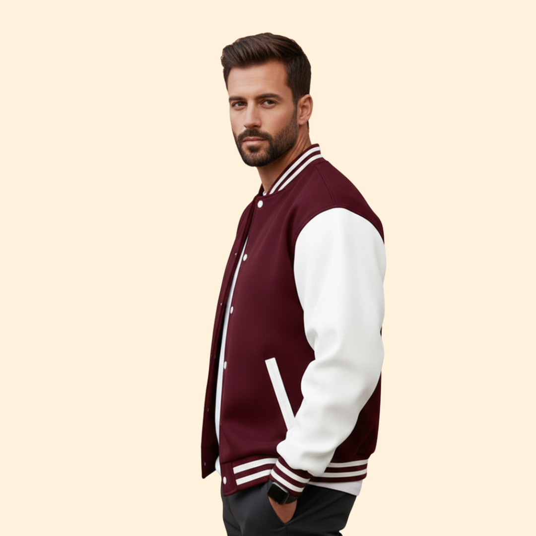 Men’s Bomber Jacket with Contrast Sleeve Design