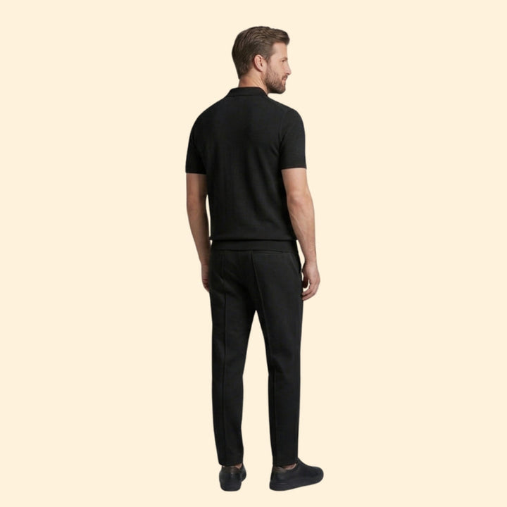 Men’s Zip-Up Polo Set with Slim Fit Pants