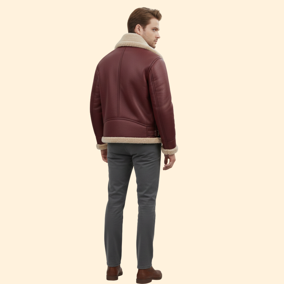 Men’s Zip Front Jacket with Shearling Collar