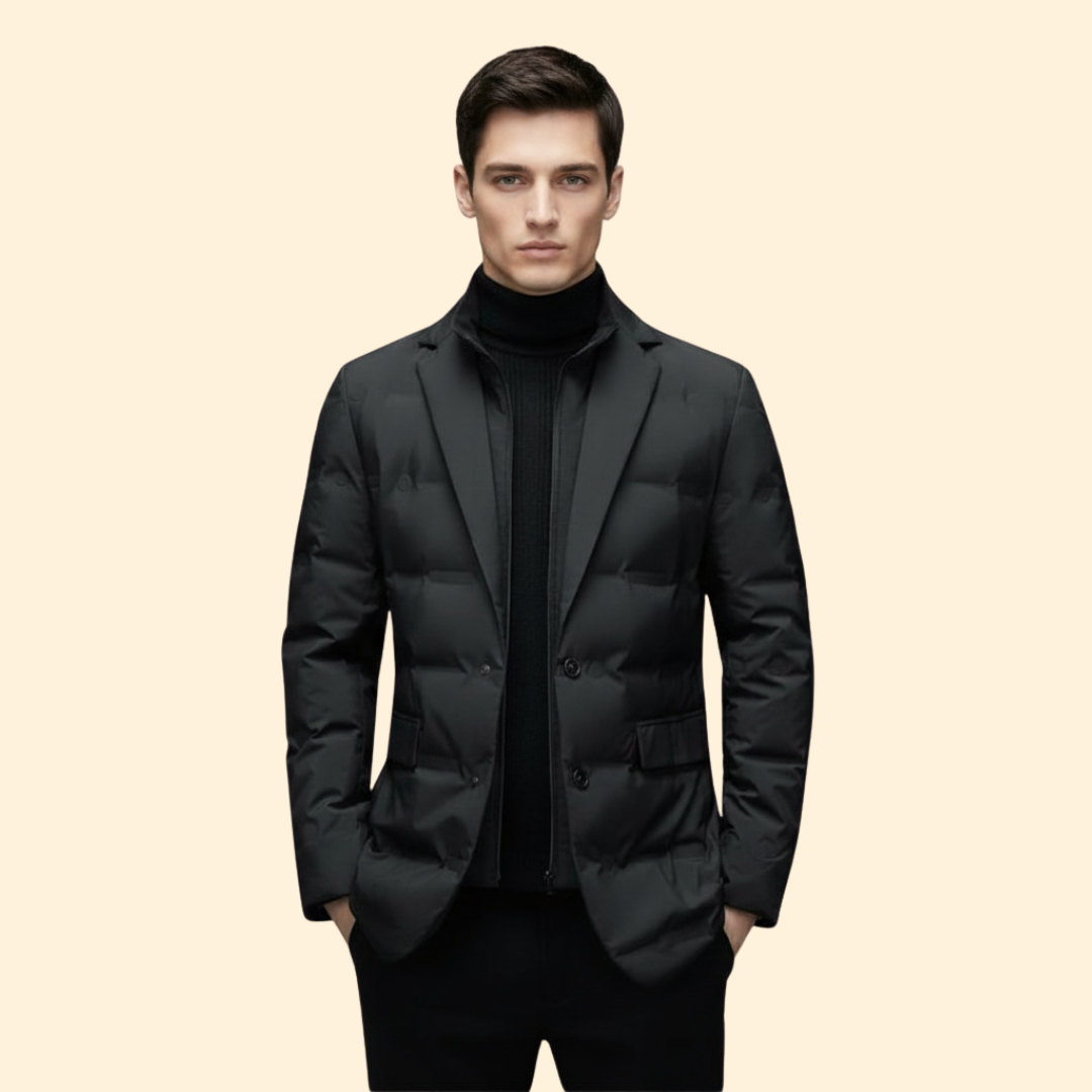 Men’s Blazer Jacket with Zip Mock Neck