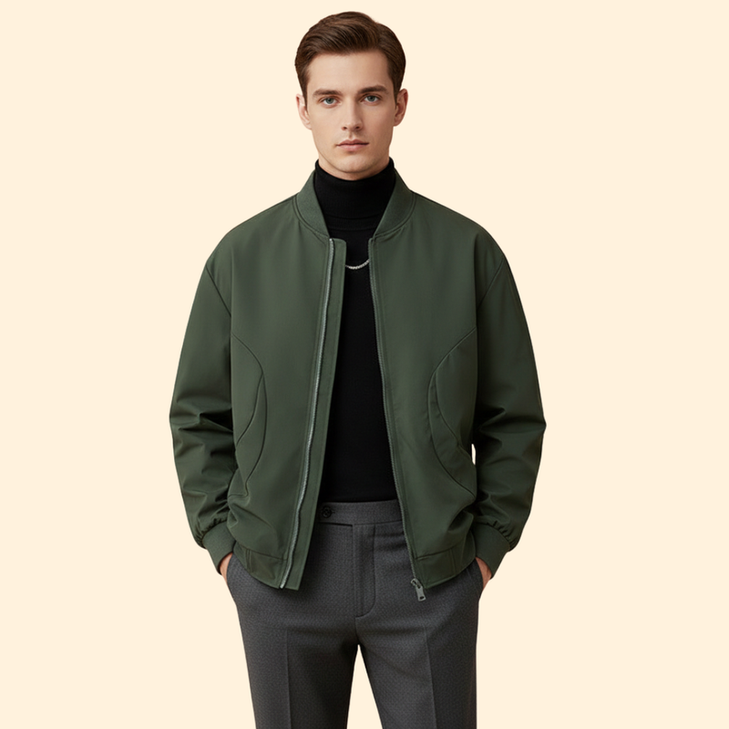 Men’s Bomber Jacket with Ribbed Cuffs