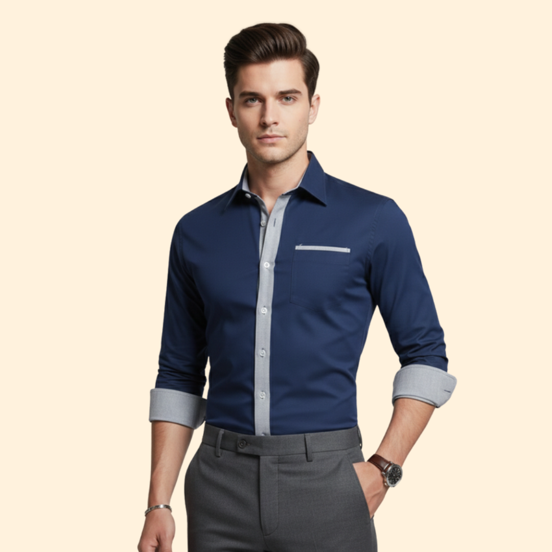 Men’s Button Down Shirt with Contrast Collar