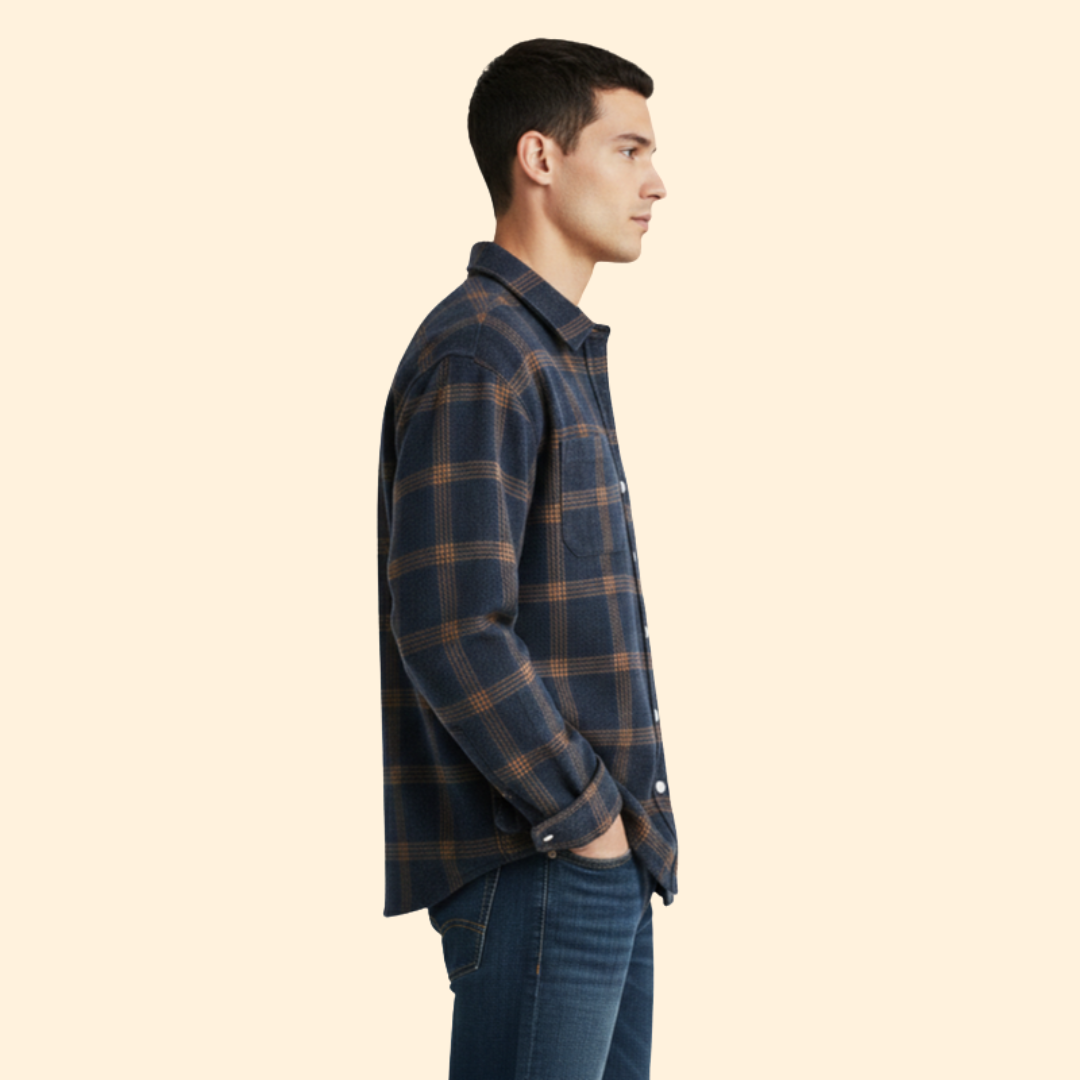 Men’s Flannel Shirt with Classic Collar